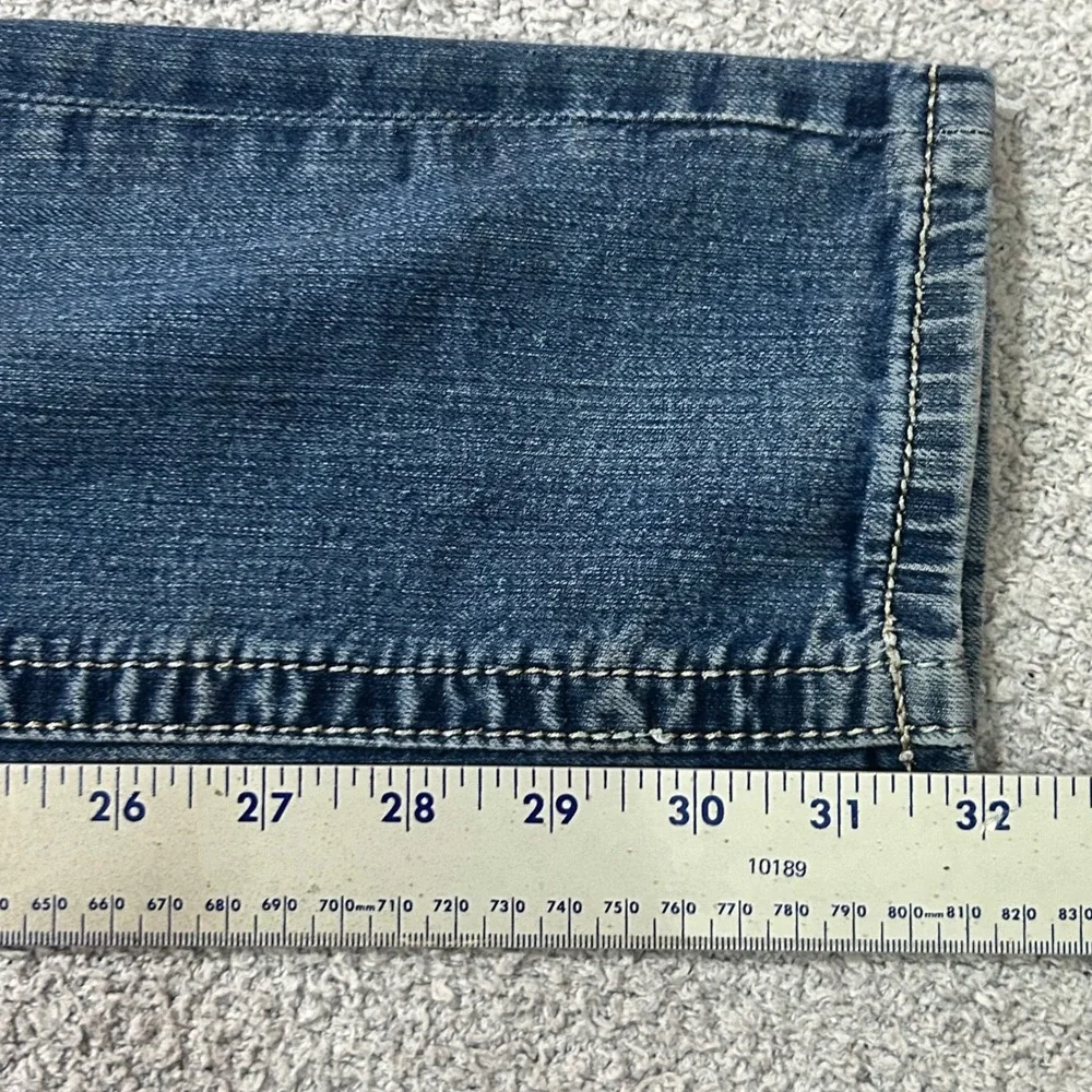 Miss Me Ultra Low Rise Y2K‎ Embroidered Jeans Sz 28 Rhinestone Skinny Western